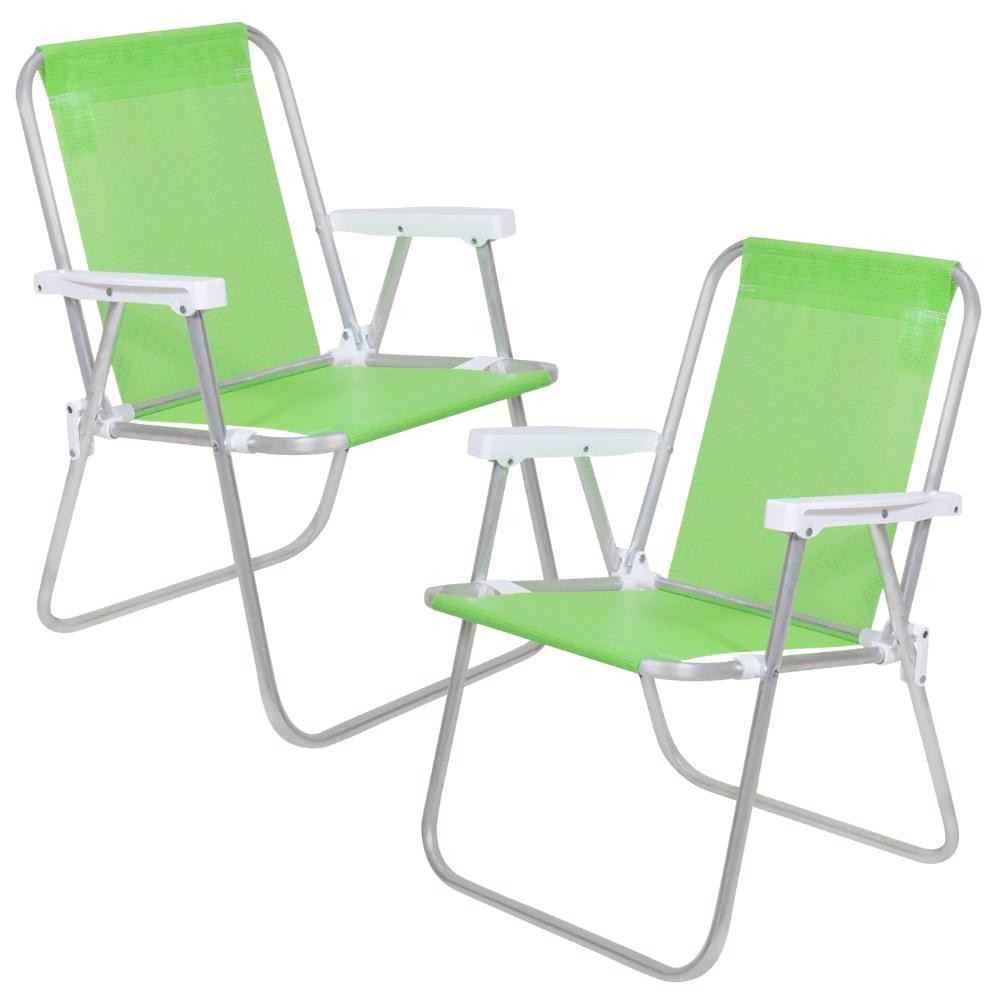 Cadeira de Praia Alta Sannet Aluminio Verde com 2 UNI BEL