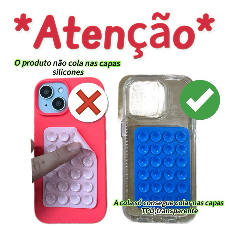 Suporte De Silicone Com Ventosa Para Capinha Celular Autoadesiva 3M Autocolante e Aderente — imagem 2 de 2