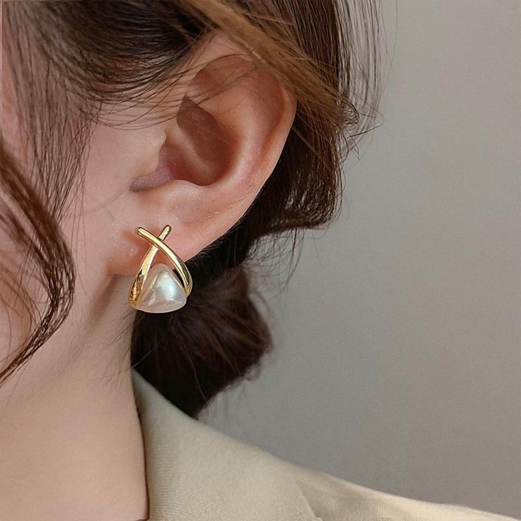 Brincos Vnox Coreanos Estilo Pérola Para Menina , Brinco Hipoalergênico Ouro 18K , Jóias Suaves Fashion Gentle Jewelry