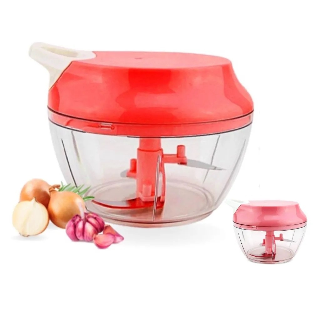 Processador Manual 500ml 3 Lâminas 12X9X12CM Alimentos Alho Triturador Multiuso