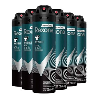 Kit Desodorante Aerosol Rexona Invisible Men 150ml/90g - 6 Unidades