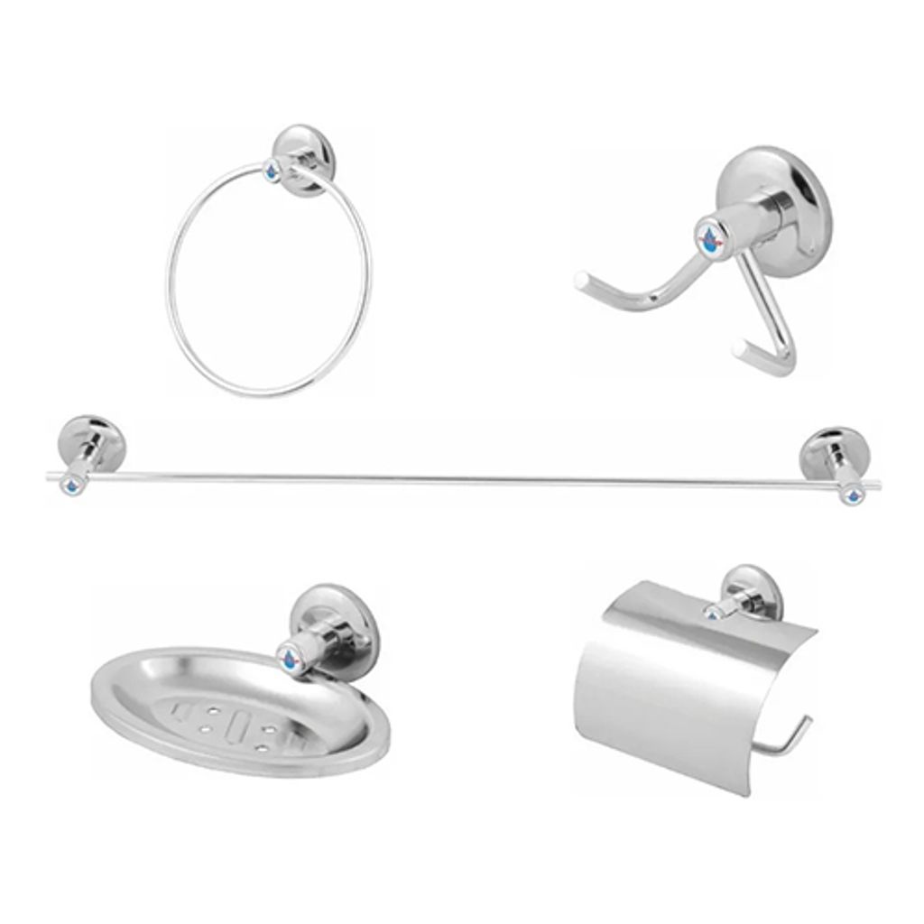Kit de Acessórios para Banheiro Stander Cromado 5 Peças - LIDER METAIS - Home & Living