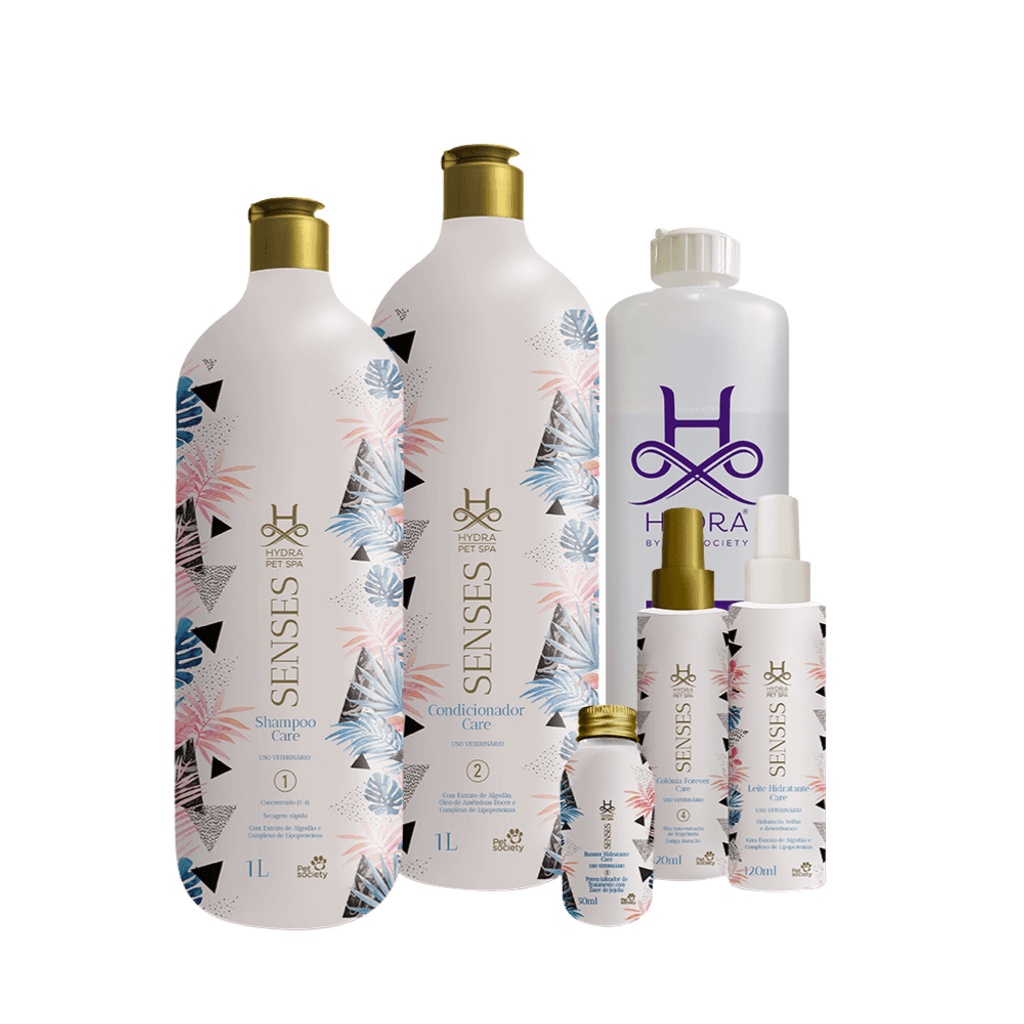 Kit Produtos Cachorro Gato Hydra Pet Spa Senses Care + Frasco Diluidor 600mL