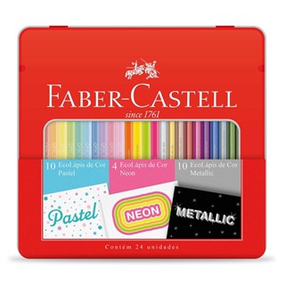 Lapis de cor 10 pastel + 4 neon + 10 metallic KIT/CORES Faber-Castell