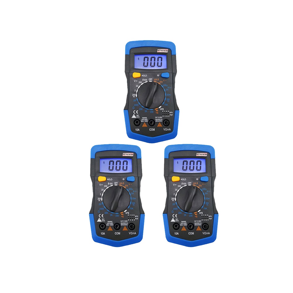 Kit 3 Multímetro Digital Tensão Resistência Corrente Continuidade Diodo Npn 1999 Contagens Md-740