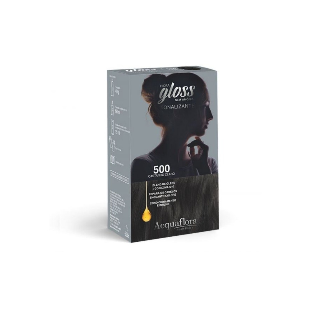 Tintura Tonalizante Acquaflora Kit Hidra Gloss 500 Castanho Claro em Oferta na Shopee