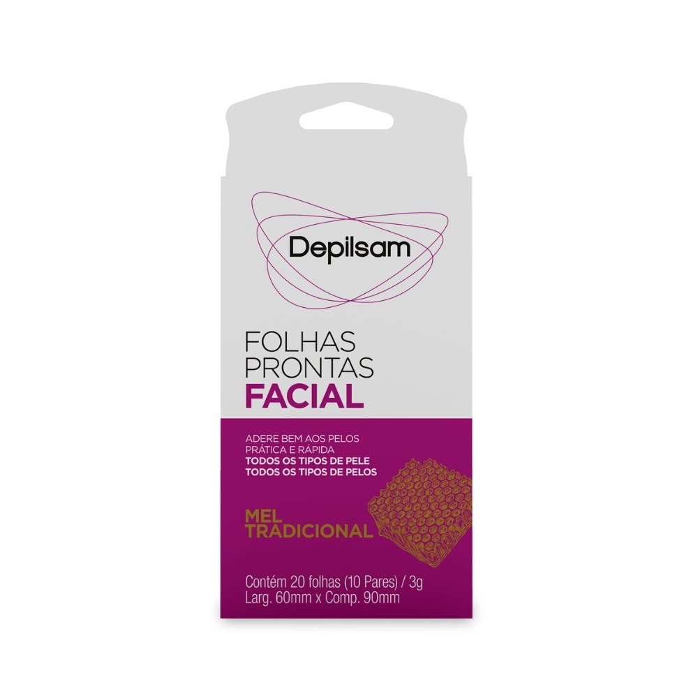 Folhas Prontas Para Depilação Facial Depilsam Mel 20Fls - Beauty