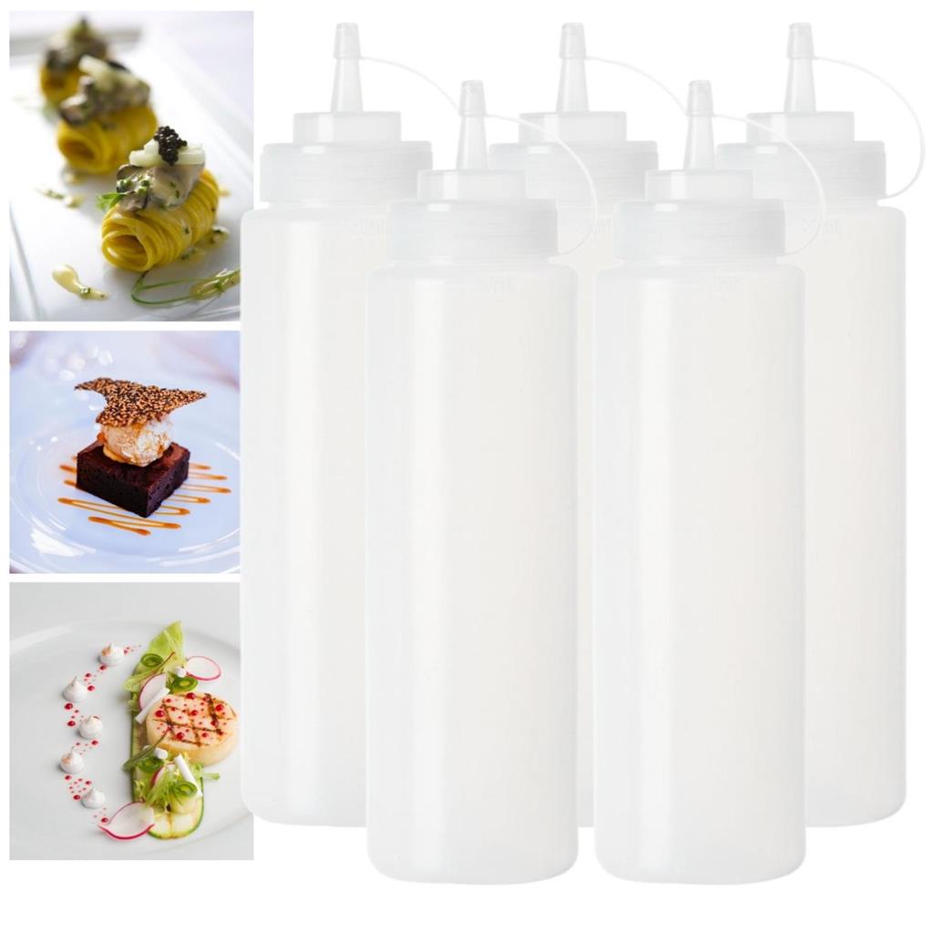 Bisnaga de Molho 700ml Graduada - Kit Bisnagas de Molho 5pçs - Preparação de Pratos Saladas Lanches