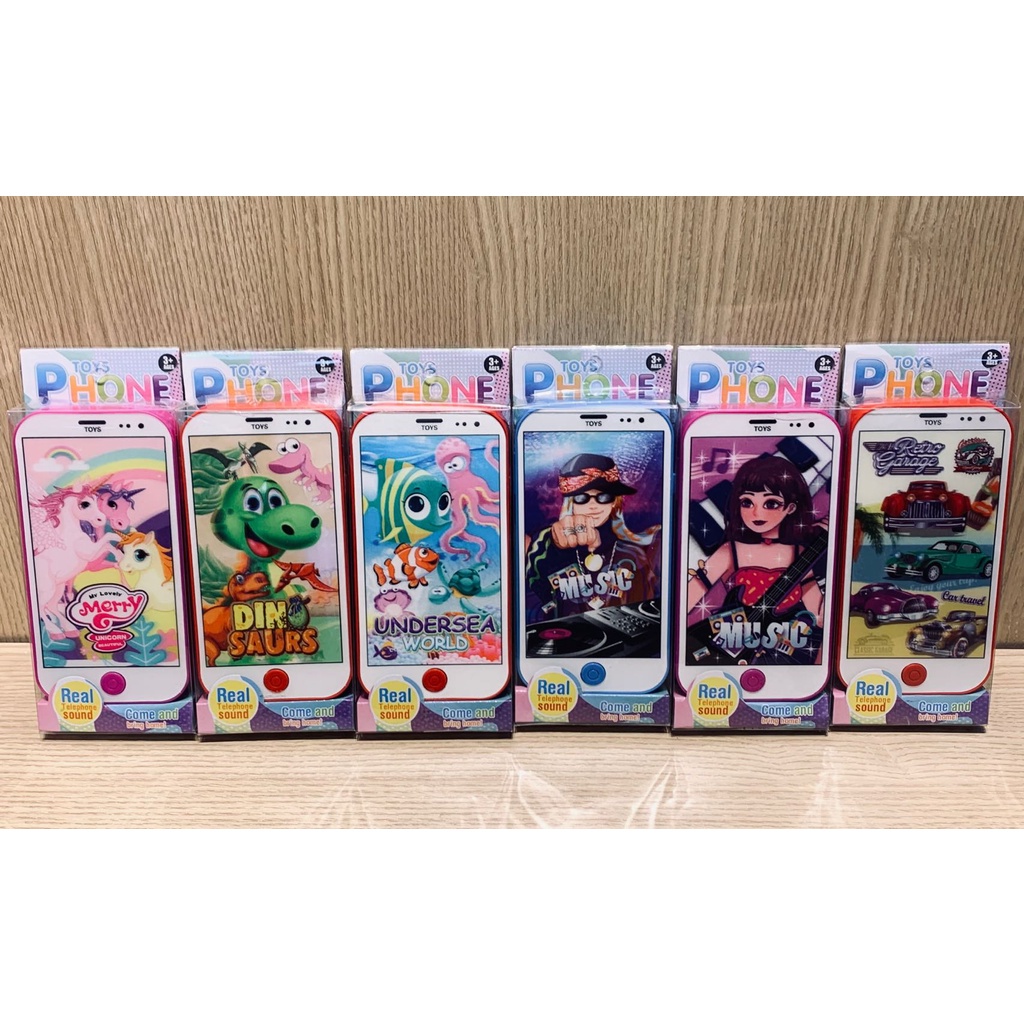 Brinquedo celular infantil musical com imagem 3D Smartphone para crianças com luz e som tem um cordão de segurança