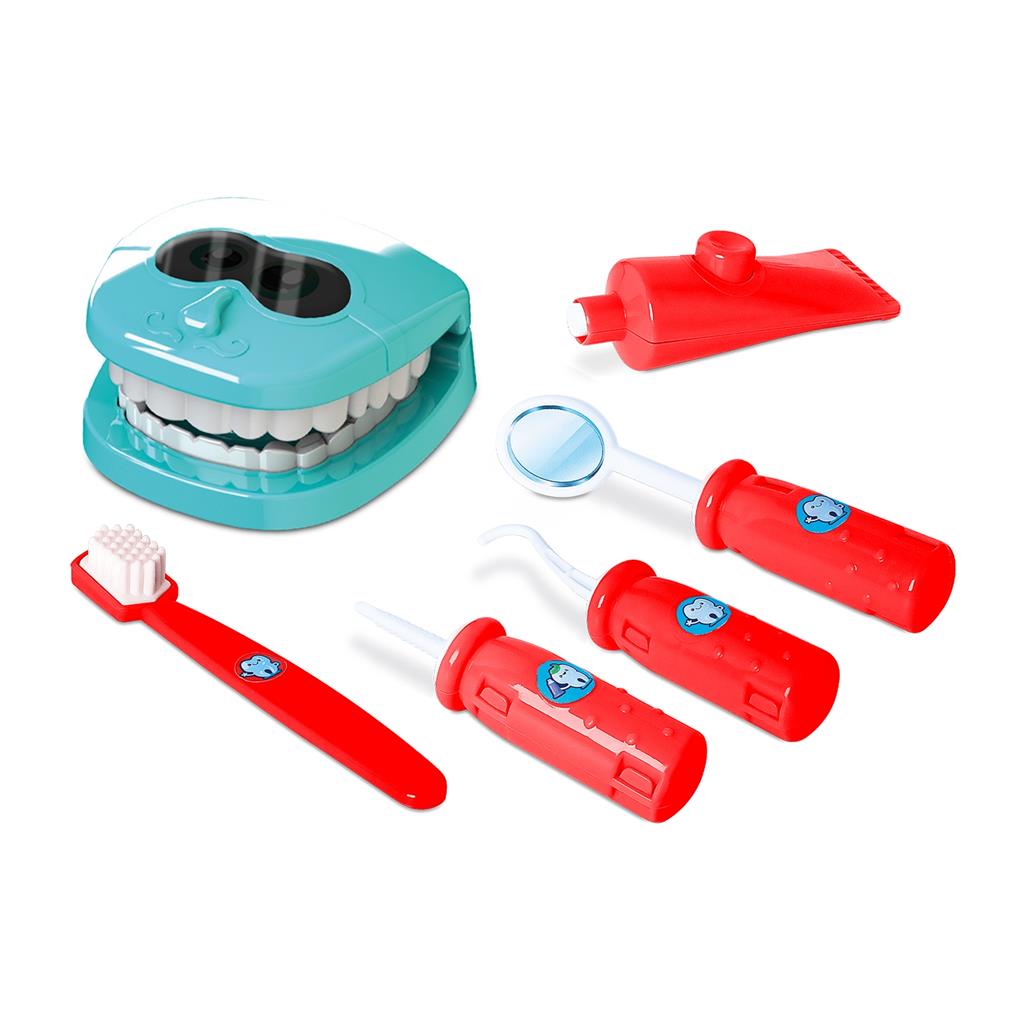 Maleta Medica Dentista Infantil Brinquedo Doutor Conjunto Brincando De Dentista Faz De Conta Com 6 Pecas - Samba Toys