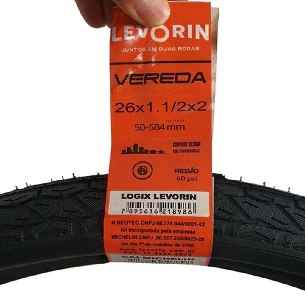 Par Pneus Levorin Vereda Aro 26 x 1.1/2.2 Slick Urbano Cidade City Barra Circular Forte Monartk · foto 2