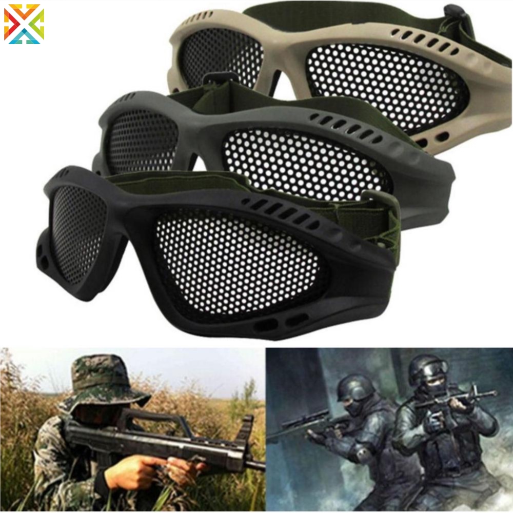 Óculos De Proteção Tática De Segurança Mesh Airsoft Máscara Facial