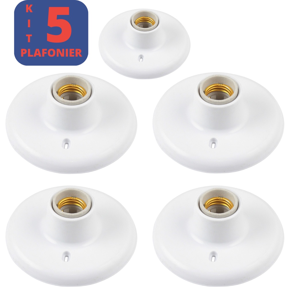 KIT 5 PLAFONIER PLAFON REDONDO LÂMPADA TETO SOQUETE E27 BIVOLT em Oferta na Shopee