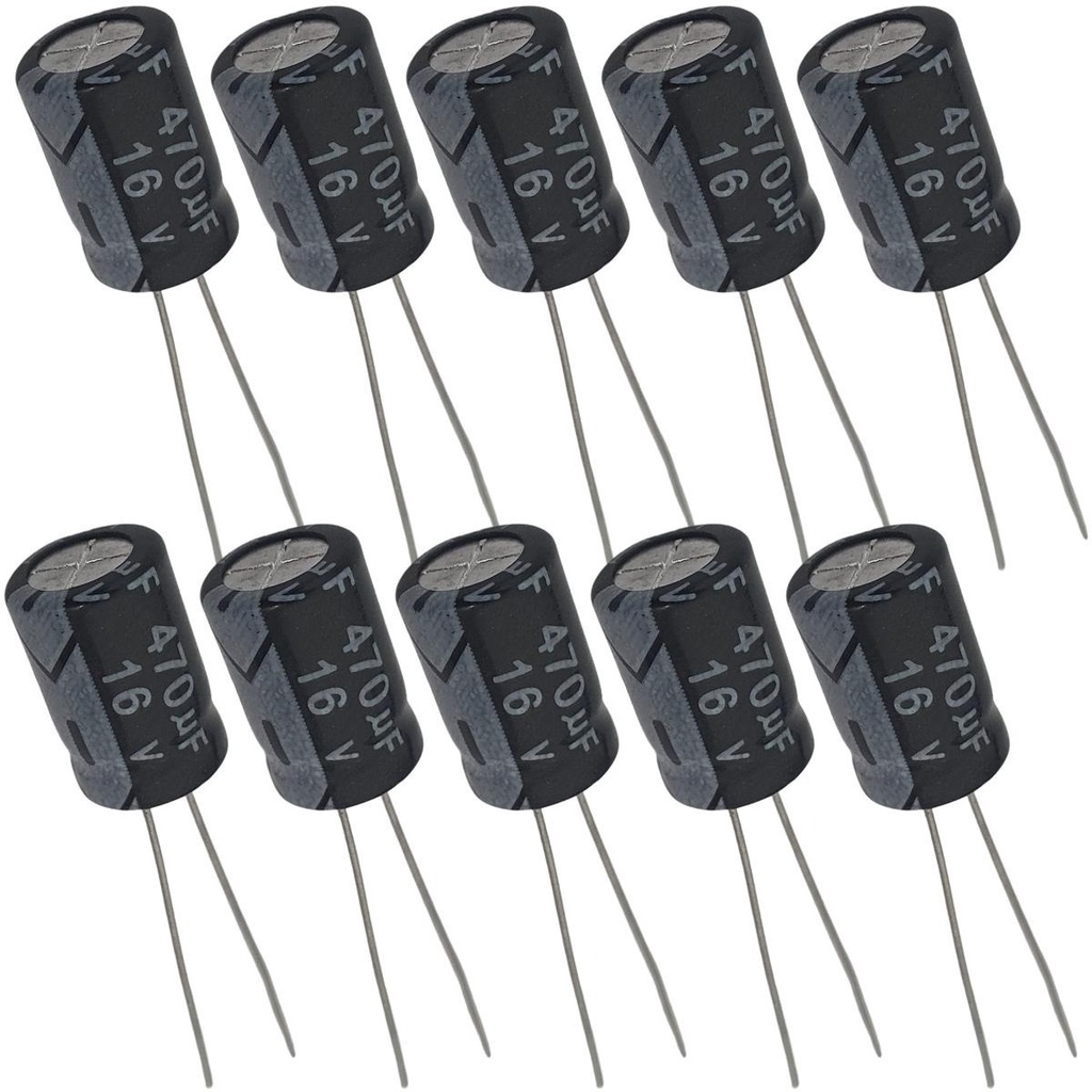 Capacitor Eletrolítico 470uF 16V  - Kit 10 Peças em Oferta na Shopee