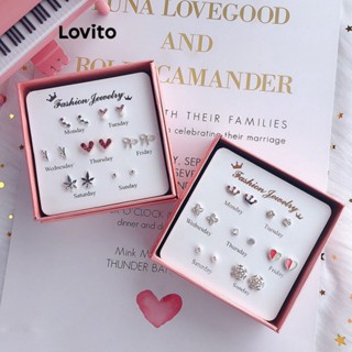 Lovito Brincos Básicos Lisos Casuais Para Mulheres LNA32578 (Multicolorido/Vermelho/Preto E Branco/Preto)