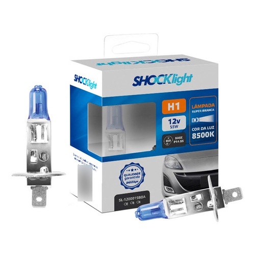 PAR LAMPADA HALOGENA SUPER BRANCA H1 12V 55W SHOCKLIGHT 120001SBBA em Oferta na Shopee