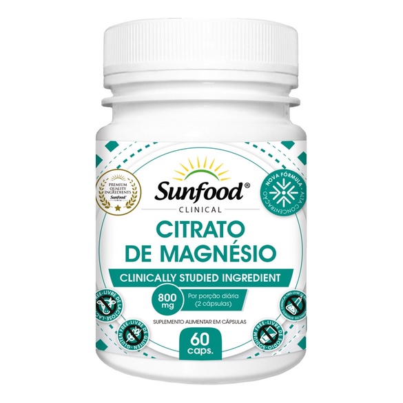Citrato De Magnésio - Magnesio Citrato 800mg 60caps Sunfood