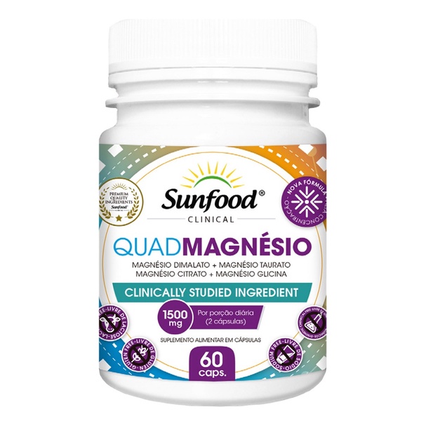 Quadmagnésio Malato/glicinato/taurato/citrato 60caps Sunfood