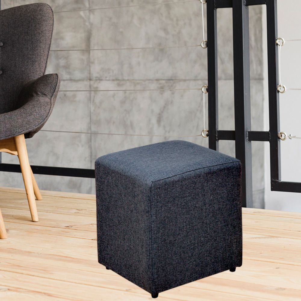 Puff Quadrado Decorativo L02 Sala de Estar Linho Chumbo - Lyam Decor em Oferta na Shopee