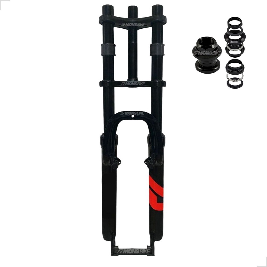 Amortecedor Bike Aro 26 Standard 2 Andar Gordo 21,1mm Aço + Caixa de Direção