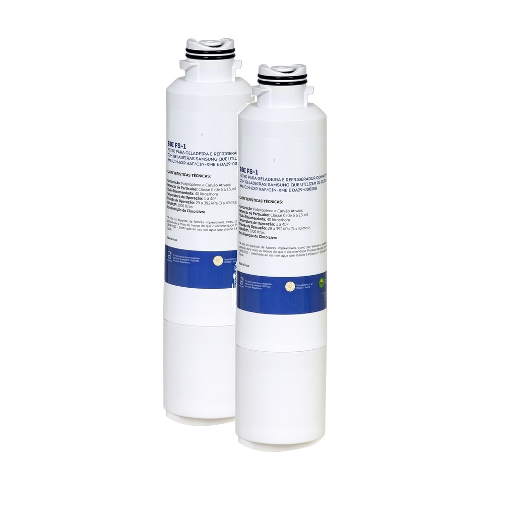 KIT 2 Filtros BBI FS-1 P/ Geladeira Refrigerador SAMSUNG PURE PLUS