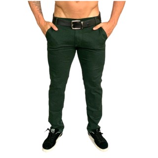 Calça social Masculina Verde Musgo com sarja