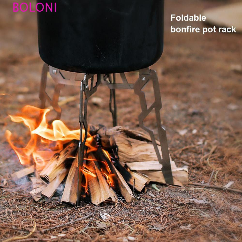 BOLONI Pot Rack Suporte Do Forno De Camping Exterior De Aço Inoxidável Removível Fogão Espessado