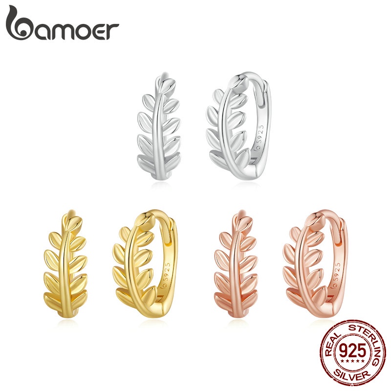 Brincos Bamoer 925 Sterling Sliver Desenho De Folha De Moda Jóias Presentes Para Mulheres em Oferta na Shopee