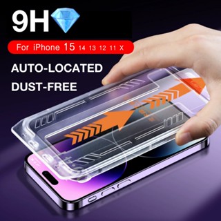Tampa Completa De Vidro Temperado Para iPhone 15 14 13 12 11 Pro Max Mini Plus XR X XS Fácil Instalação Remoção Automática De Poeira Filme Protetor De Tela