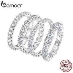 Bamoer 925 Anel De Prata Moissanita De Luxo Jóias De Moda Para Acessórios De Casamento Feminino