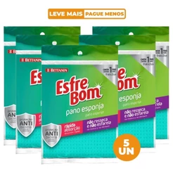 Kit Pano Esponja Antibacteriana Vegetal 5 unidades EsfreBom
