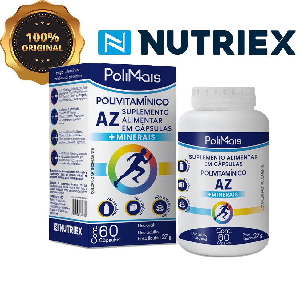 Polimais A-Z 60 Caps Imunidade Energia Metabolismo Zero Lactose