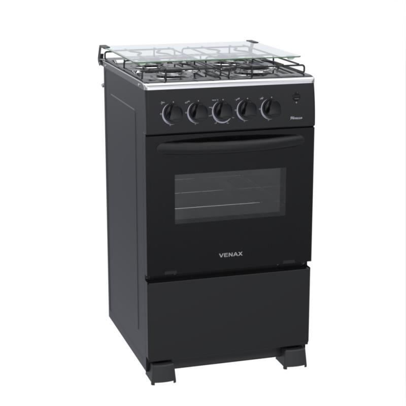 Fogao 4 Bocas Venax Picasso Mesa Inox GIIi Preto Fosco Gas Glp