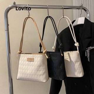 Lovito Bolsa de Ombro Pequena com Padrão Fashion Texturizado para Mulheres LFA03249 (Caqui/Branco/Preto)