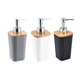 Dispenser Sabonete Liquido 400ML Saboneteira Banheiro Moderno Tampa de Bambu Lavabo Porta Detergente Cozinha Luxo em Oferta na Shopee