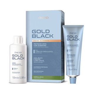 Kit Creme Alisante Cachos Essência Ervas Gold Black Amend