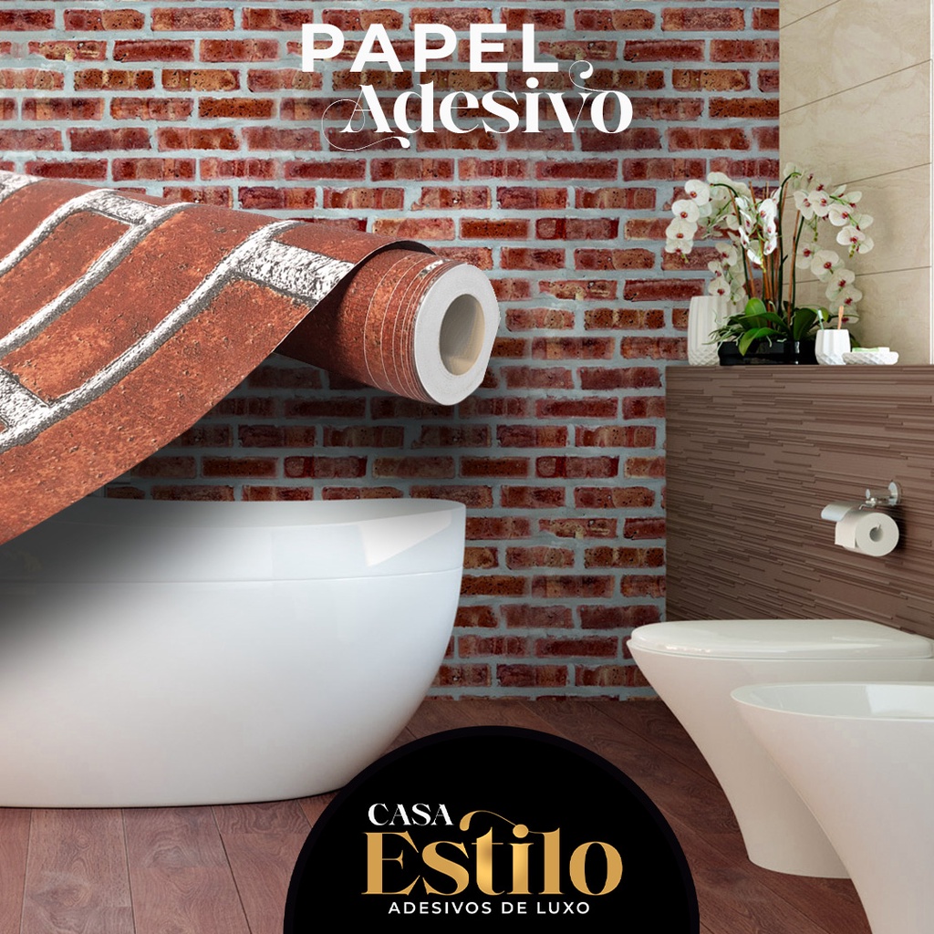 Papel Adesivo Parede Tijolinho Rústico Tijolo Churrasqueira Lareira 3D 5 metros