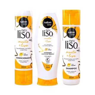 Kit com Shampoo + Condicionador + Defrizante Meu Liso Muito+Liso Salon Line