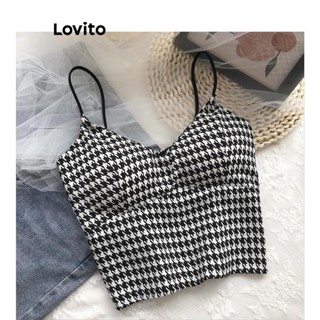 Lovito Regata Casual Houndstooth Com Bata Para Mulheres LNL42012