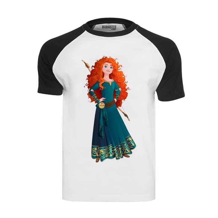Camiseta Princesa Merida Valente Pose Poderosa Infantil Adulto Raglan