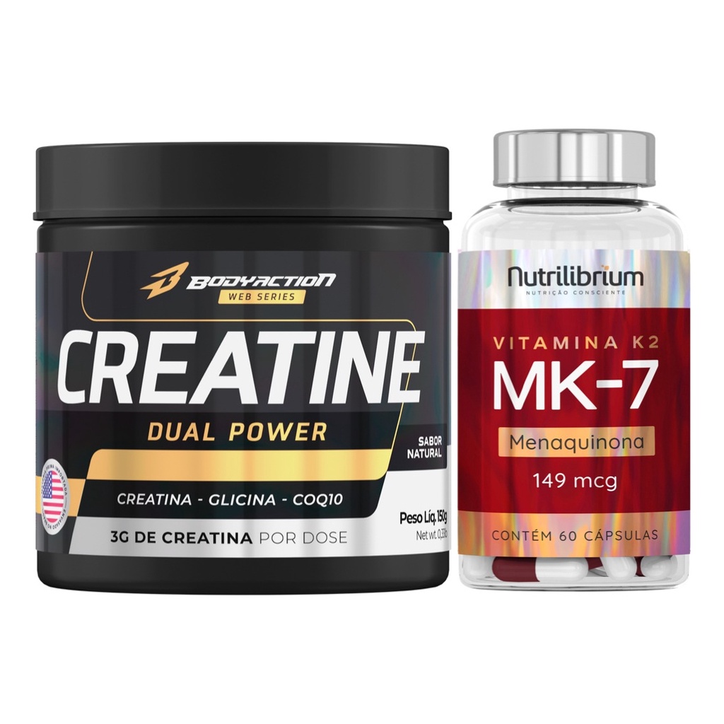 Creatina Dual Power Com Glicina Coq-10 + Vitamina K2 Mk7 149mcg 60 Caps - Health