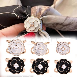Jóias De Moda De Casamento Presente Clássico/Cachecol De Flor Vintage Trendy Fivela Pérola Camélia De Seda Anel Feminino /