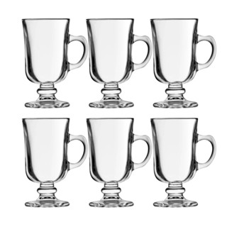 Kit 6 Taça De Cappuccino Café Vidro Com Alça Transparente Pequena 120ml