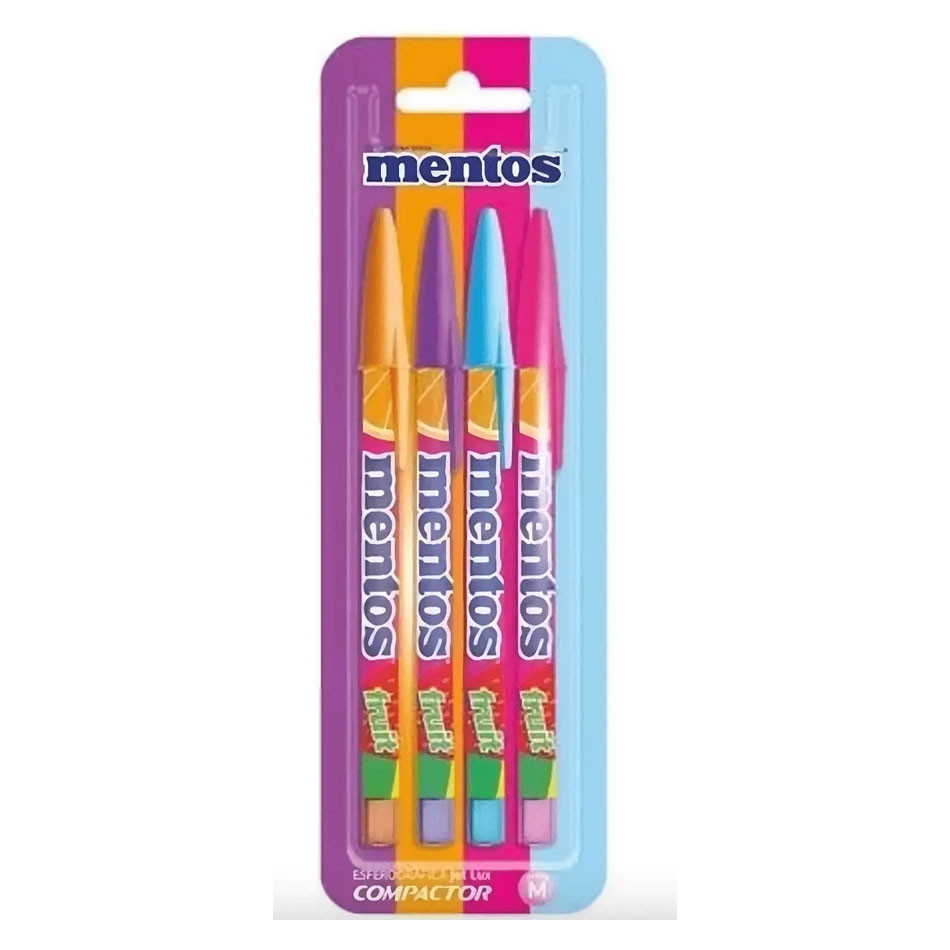 Caneta esferográfica Jet Lux Mentos 1.0 LJ/RX/AZ/RS com 4 unidades Compactor - Stationery