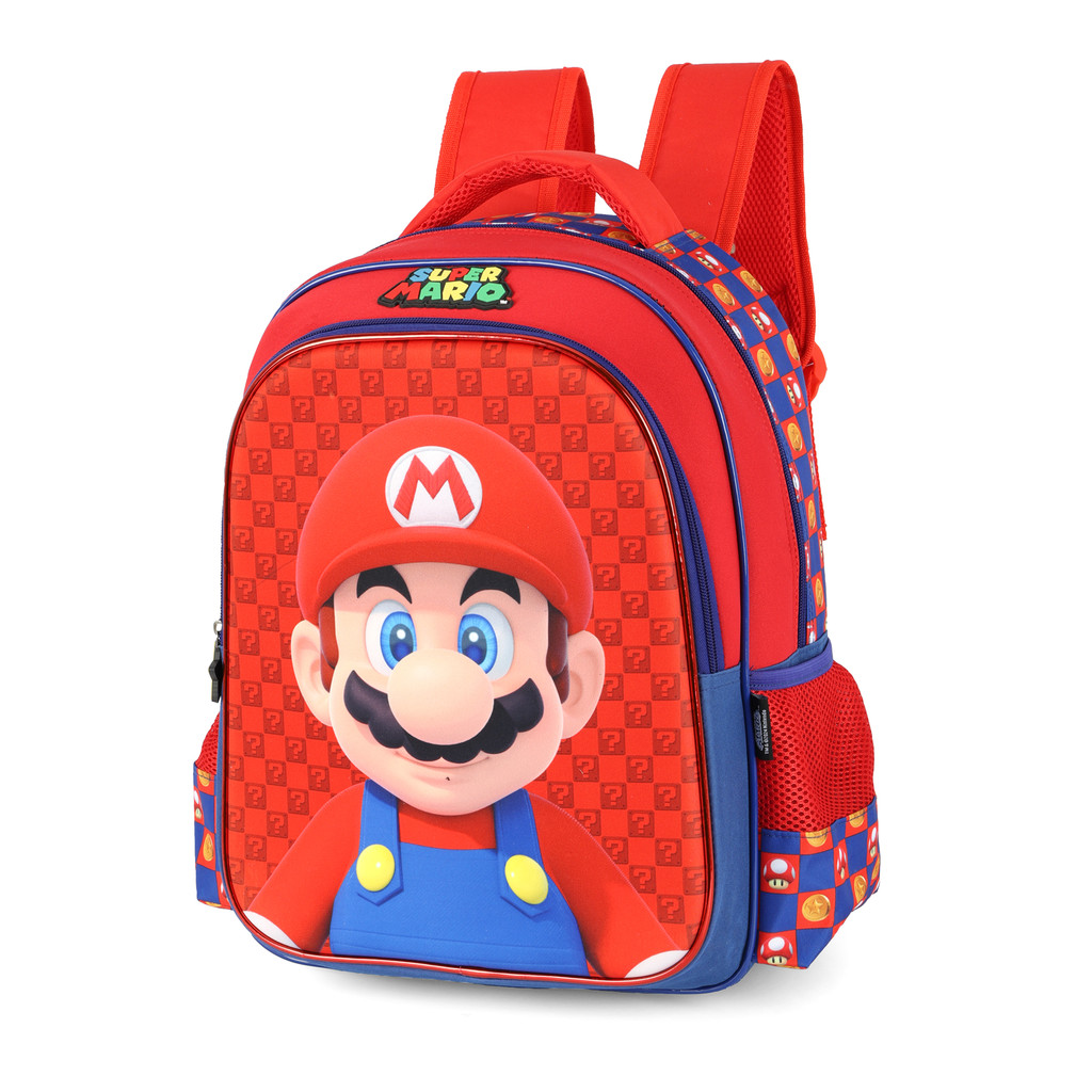 Mochila de Costas Escolar Luxcel Super Mario - Azul e Vermelho