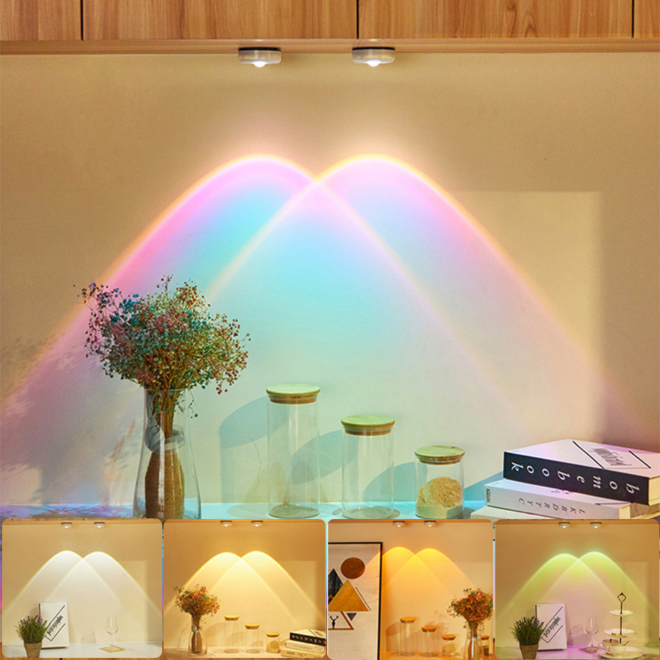 Luminaria Sunset Para Armários Lâmpada de Arco íris e Por do Sol Decoração Estante Cozinha