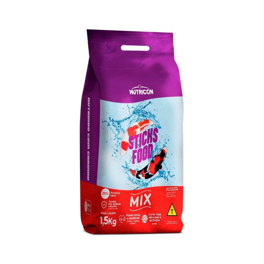 Ração Carpas  Nishikigoi Sticks Food Premium Mix Peixe Nutricon 1,5kg
