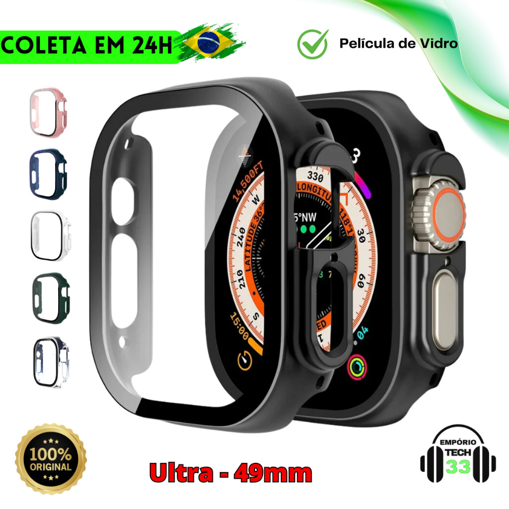 Capinha Protetora para Smartwatch com Película Case Bumper Compatível com Modelos Ultra de 49mm