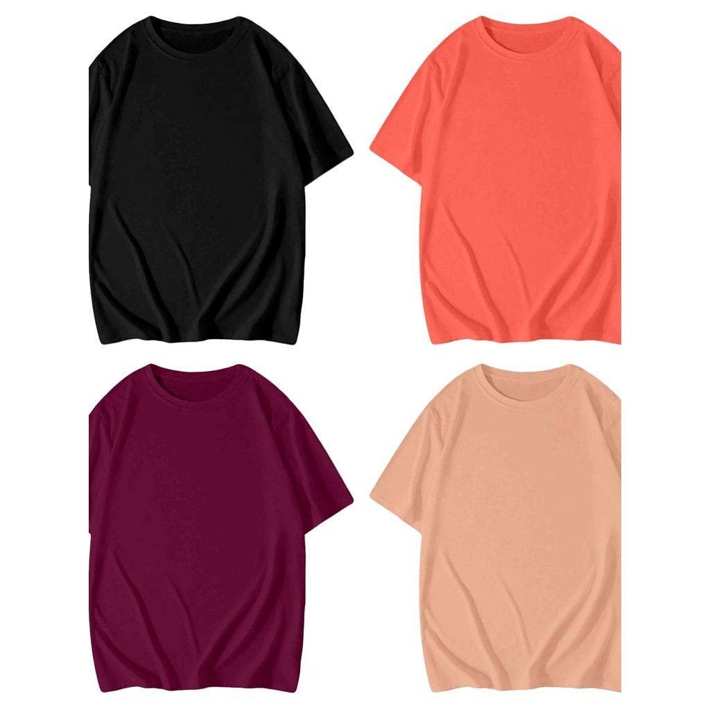 Camiseta Kit 4 Peças Básica Estilosa Blusa Aesthetic Confortável Simples Moderna Unissex Oversized