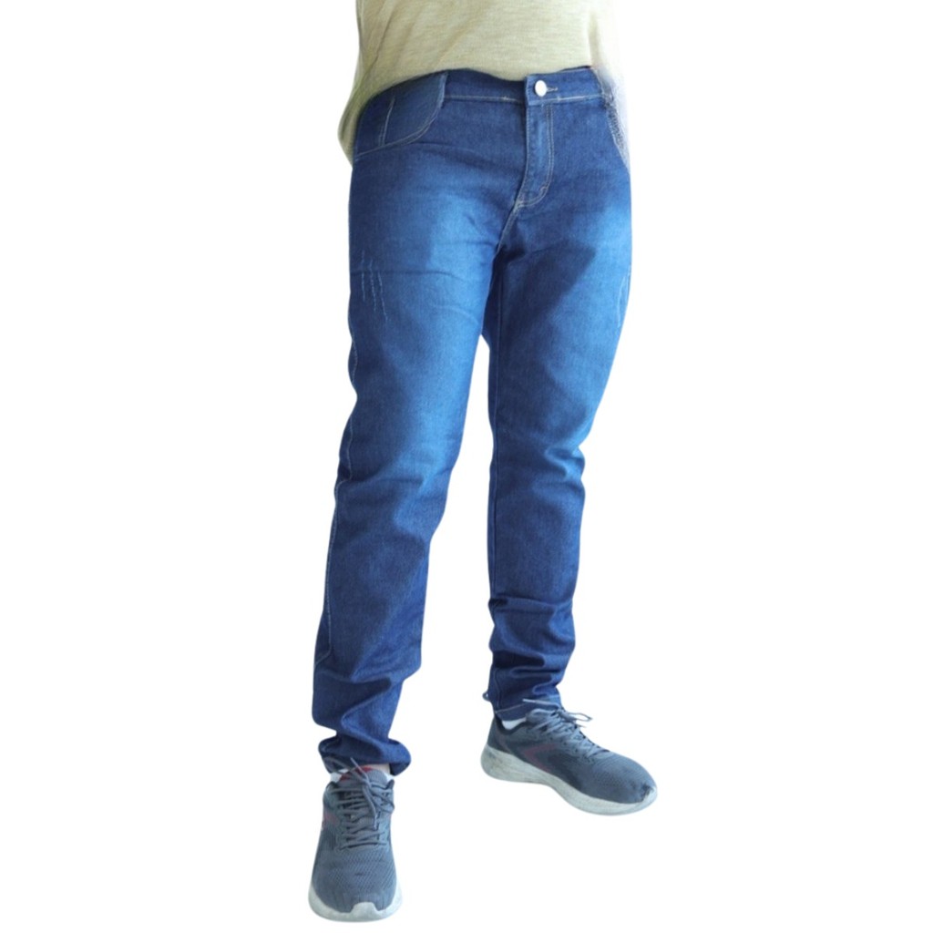 Calça Masculina Jeans Azul Médio Detalhe Unha De Gato Com Elastano Lycra -  Diversos Modelos Jeans